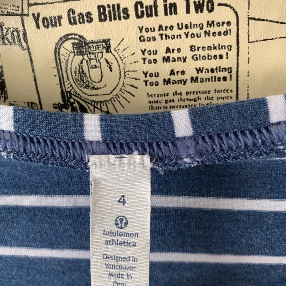 Lululemon striped long sleeve blue top white SZ 4 - Picture 5 of 9